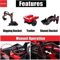 Voltz Toys Tracteur agricole avec pelle, pelleteuse et remorque