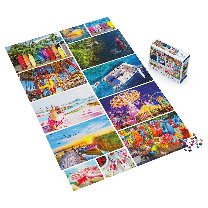 Family 12-Pack of Jigsaw Puzzles, Colourful Vacation
