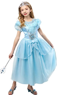 Rubies Blue Princess Costume Dress with Silver Tiara, Girls Extra Small (Size 4-5)