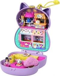 Polly Pocket- Coffret Restaurant Chat Zen, 2 micro-poupées, 12 acc.