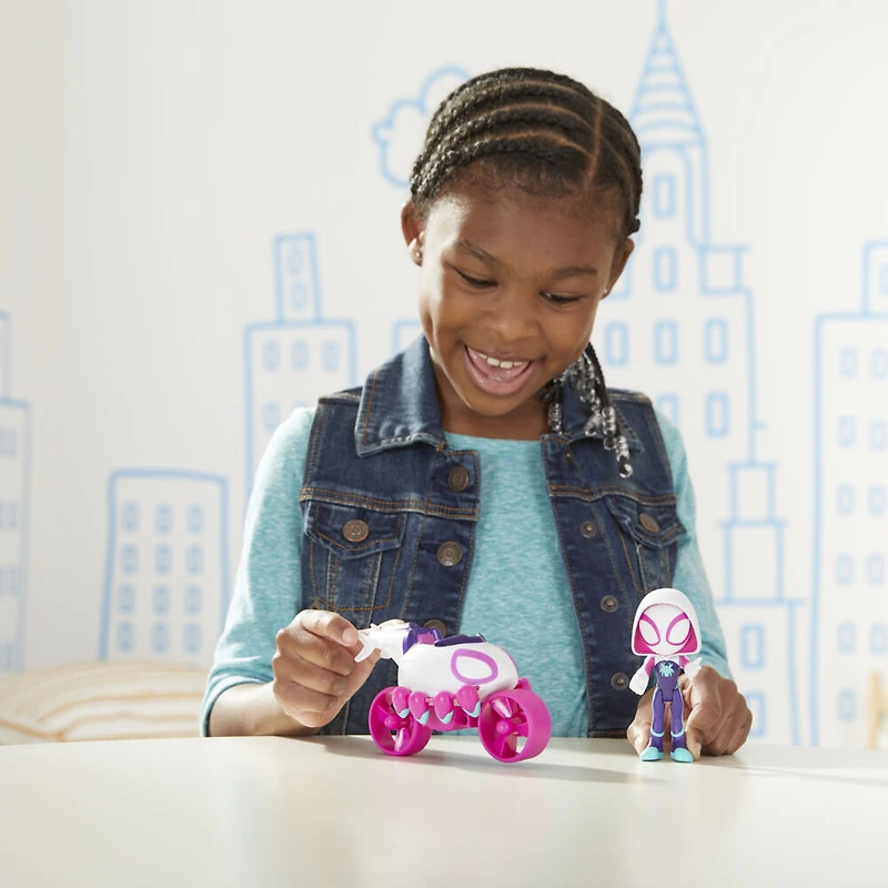 Marvel Spidey and His Amazing Friends Ghost-Spider Action Figure And Copter-Cycle Vehicle