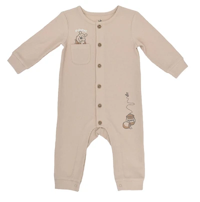 Pooh Waffle Romper Tan