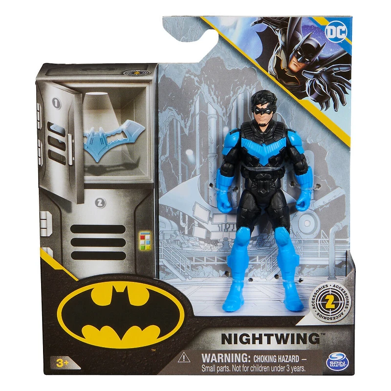 DC Comics, Figurine articulée Nightwing avec 2 accessoires mystère, 10 cm