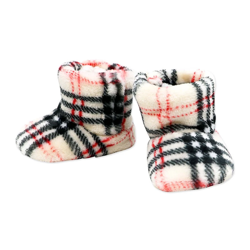 Baby Mode Signature Sherpa Hunters Cap with Matching Bootie Set:Tan Plaid