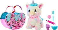 Barbie Peluche Chef Aventure animale, licorne, sac, 5accessoires