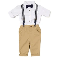 Little Gent Suspender Bowtie Set: Tan