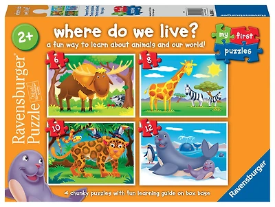 Ravensburger My First Puzzles, Where do we Live? (6, 8, 10 & 12 piece) Jigsaw Puzzles - English Edition