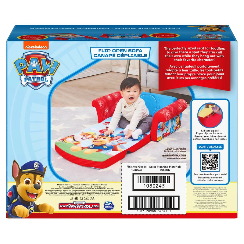 Mobilier Marshmallow - Canapé compressé dépliable en mousse 2-en-1 pour enfants, Pat'Patrouille