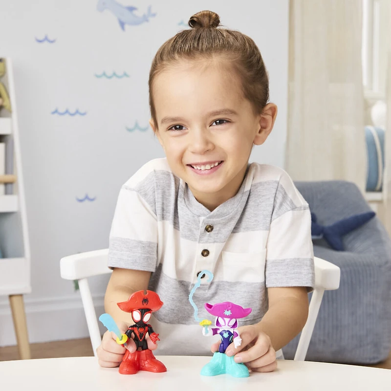 Marvel Spidey et ses Amis Extraordinaires Water-Webs, figurines Pirate Miles " Spin " Morales et Pirate Ghost-Spider