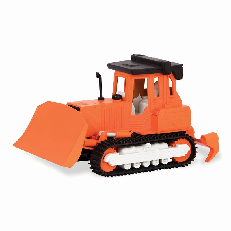 DRIVEN by Battat Véhicule de construction miniature Micro Bulldozer, petit bulldozer jouet orange.