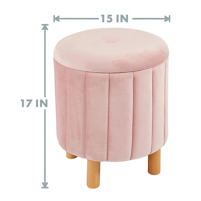 Kvell Pouf De Rangement Rond 15" Rose