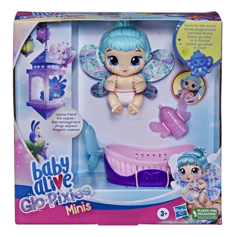 Baby Alive GloPixies Minis Doll, Aqua Flutter, Glow-In-The-Dark Doll