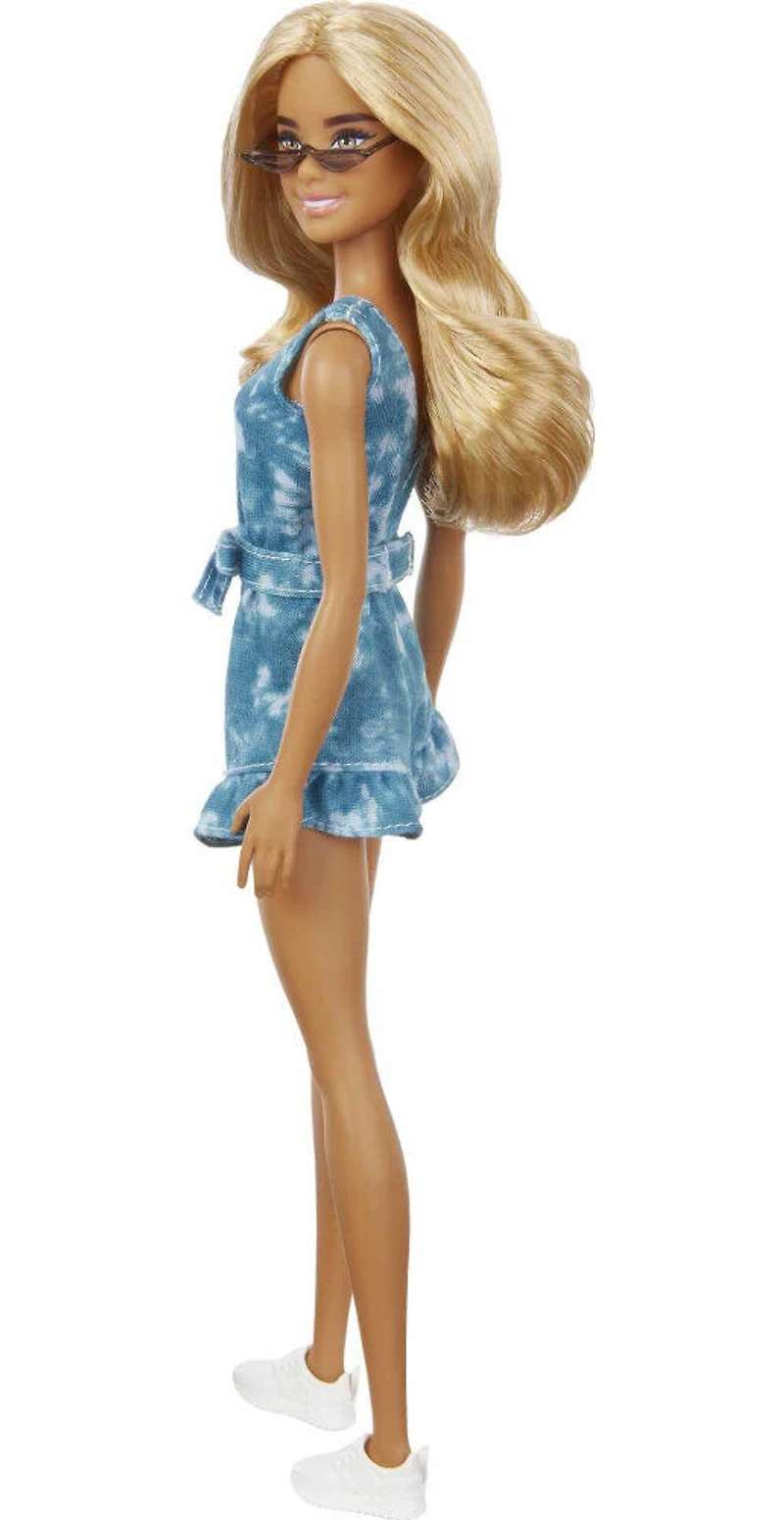 Barbie Fashionistas Doll #173 with Long Blonde Hair & Tie-dye Shorts Romper, Sneakers & Cat Eye Sunglasses