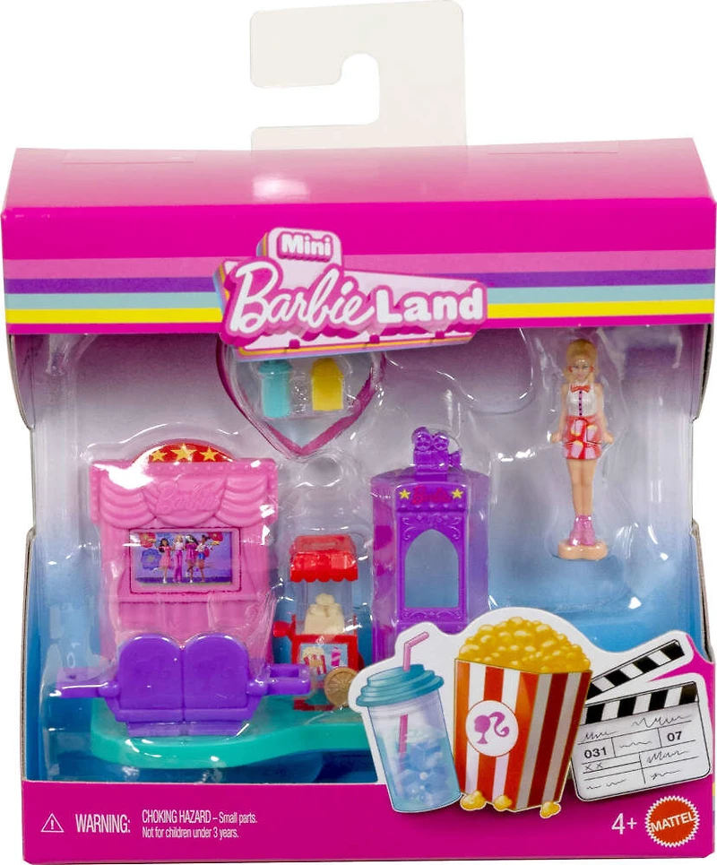 Barbie-Cinéma Mini BarbieLand-Coffret poupée, mobilier et accessoires