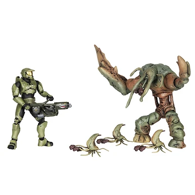 Univers de Halo - paquet de 2 figurines - Master Chief + Parasite forme colosse avec formes infectées