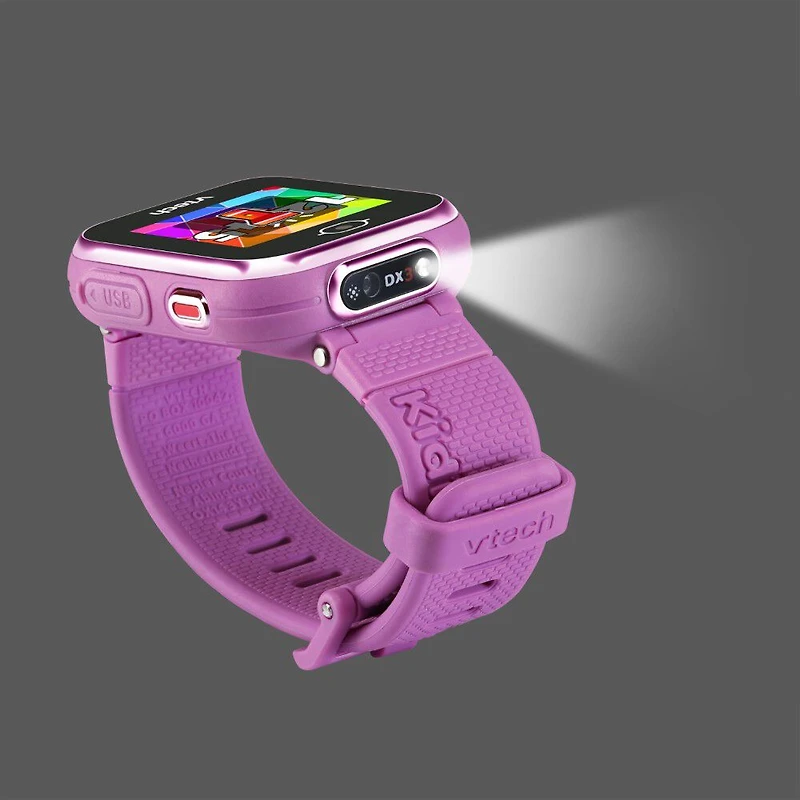 VTech KidiZoom Smartwatch DX3 avec deux appareils photo, lumière à DEL et flash, jumelage sécurisé des montres, effets photo et vidéo, jeux, podomètre, résistant aux éclaboussures