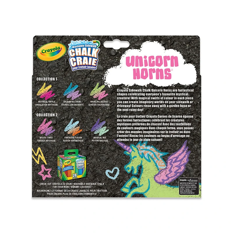3 craies pour trottoir Crayola - Cornes de licorne