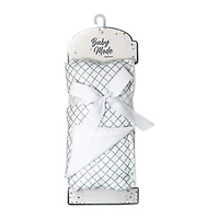 Baby Mode Signature Muslin Plush Blanket: Sage Grid