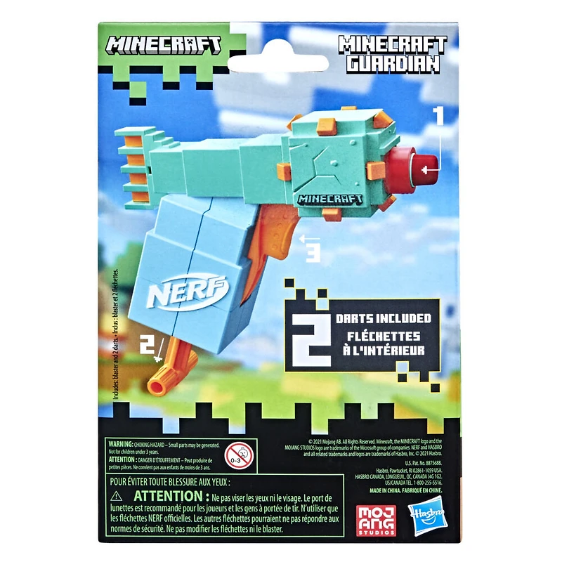 Nerf Microshots Minecraft, mini-blaster Guardian, design du monstre de Minecraft