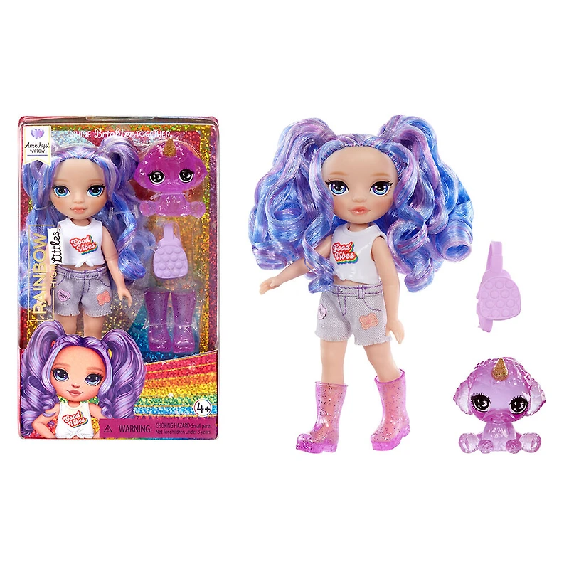 Rainbow High Littles - Amethyst Willow petite poupée violette de 5,5 po (14 cm) articulée