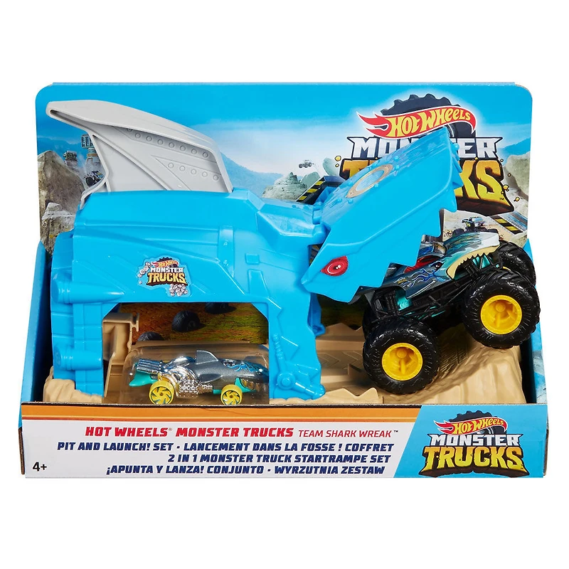 Hot Wheels - Monster Trucks - Coffret de jeu Puits et lancement - Shark Wreak