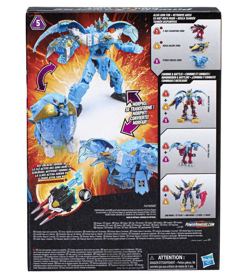 Power Rangers Dino Ptera Freeze Zord, Zord robot dinosaure avec système d'assemblage pour combiner Zord Link