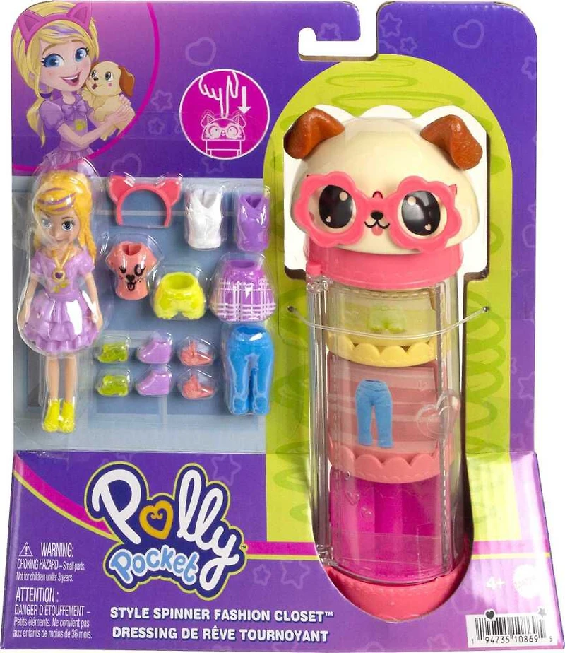 Polly Pocket Style Spinner Fashion Closet Playset with Polly Doll