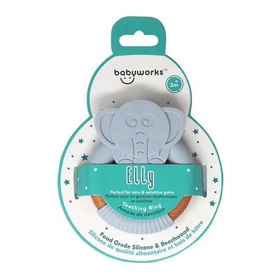 Anneau de dentition en silicone et hêtre - Éléphant "Elly"