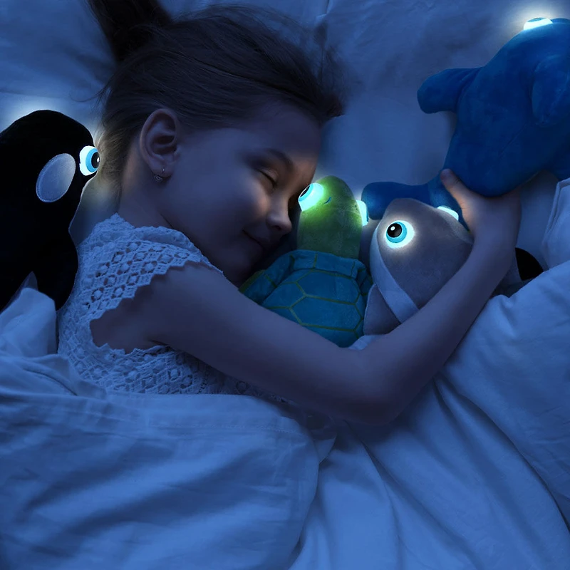NightBuddies and BabyBuddies Set of 15" and 5" Plush Turtle Green Light-Up Eyes