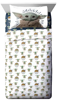 Star Wars: Le Mandalorien 'L'Enfant' Ensemble de Draps 3-Pièces pour Lit 1 Place, 100% Polyester.