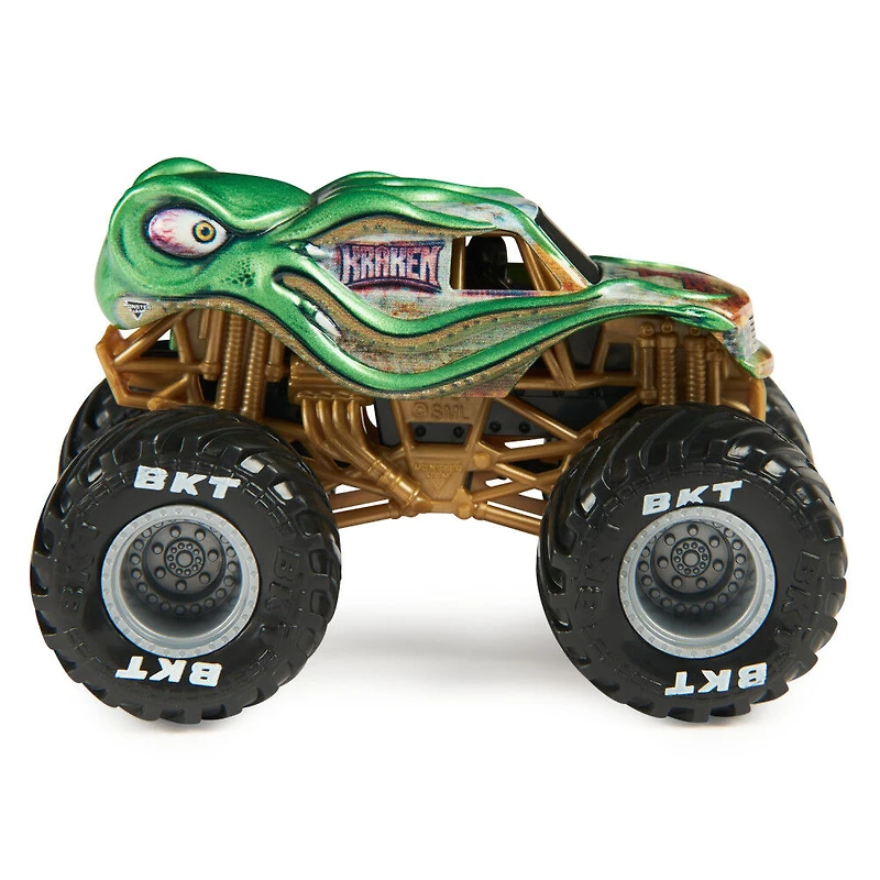 Monster Jam, Monster trucks officiels en métal moulé Kraken Vs. Wolf's Head Die-Cast, échelle 1:64