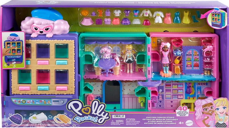 Polly Pocket-Collection bonbon-Coffret avec 2 poupées (8 cm), distributeur, plus de 35 accessoires