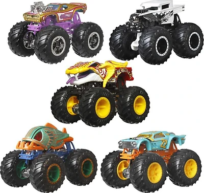 Hot Wheels Monster Trucks, 1:64 Scale Monster Trucks Toys, Set of 5
