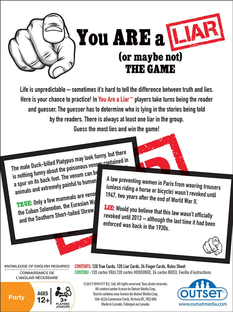 Outset Media - You Are A Liar - Édition anglaise