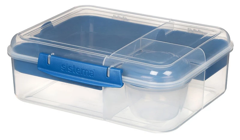Sistema Bento Box To Go Lunch Box with Yogurt Container, 1.65 L, BPA Free, Colour May Vary
