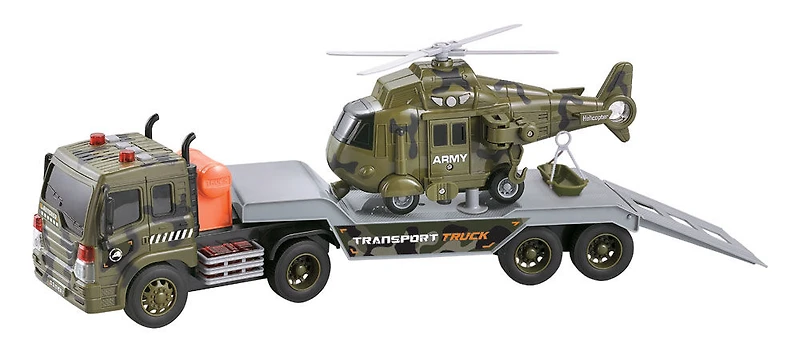 Dragon Wheels: City Service Camion de Transport avec Hélicoptère de l'armée