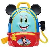 Sac à Dos d'Aventures Disney Junior Mickey Mouse Funhouse, Ensemble de Jeu pour Faire Semblant à 5 Eléments avec Accessoires Sons et Lumières