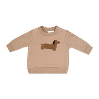 Baby Mode 3 Piece Fleece Jogger Set:Brown Dog  12M