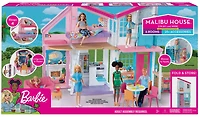 Barbie Malibu House 2-Story Dollhouse with Transformation Features and 25+ Pieces - R Exclusive