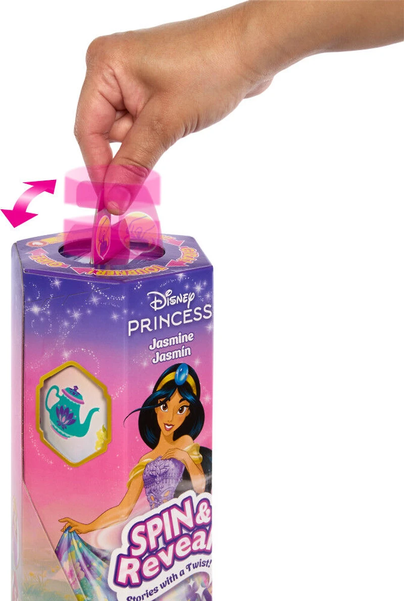Disney-Spin&Reveal-Poupée Jasmine avec accessoires et 11 surprises