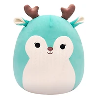 Peluche Squishmallows 12" - Lopsang le fauve sarcelle avec ventre en tricot torsadé gaufré crème