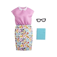 Barbie Fashion Pack, Career Teacher Doll Clothes for Barbie with 1 Dress, Eyeglasses & Textbook