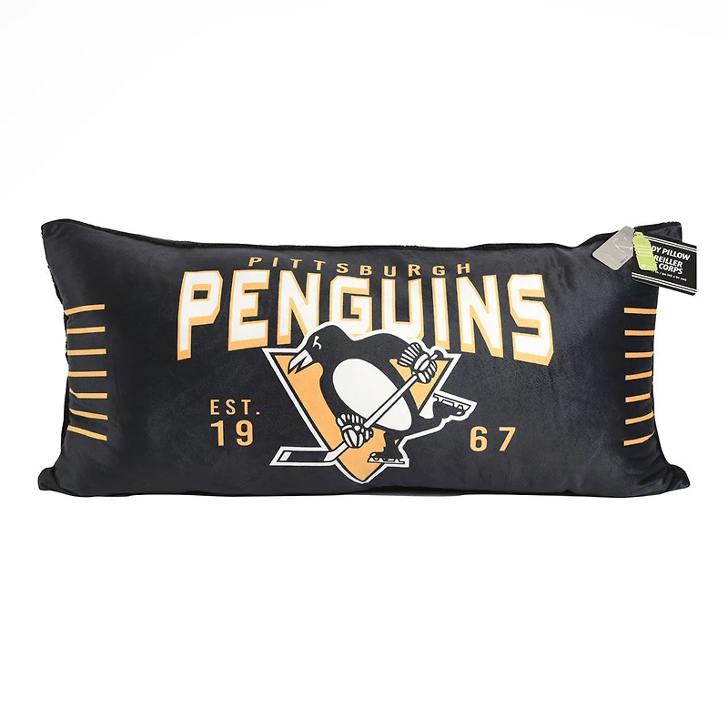 Oreiller de corps LNH Pittsburgh Penguins (18 "x36")