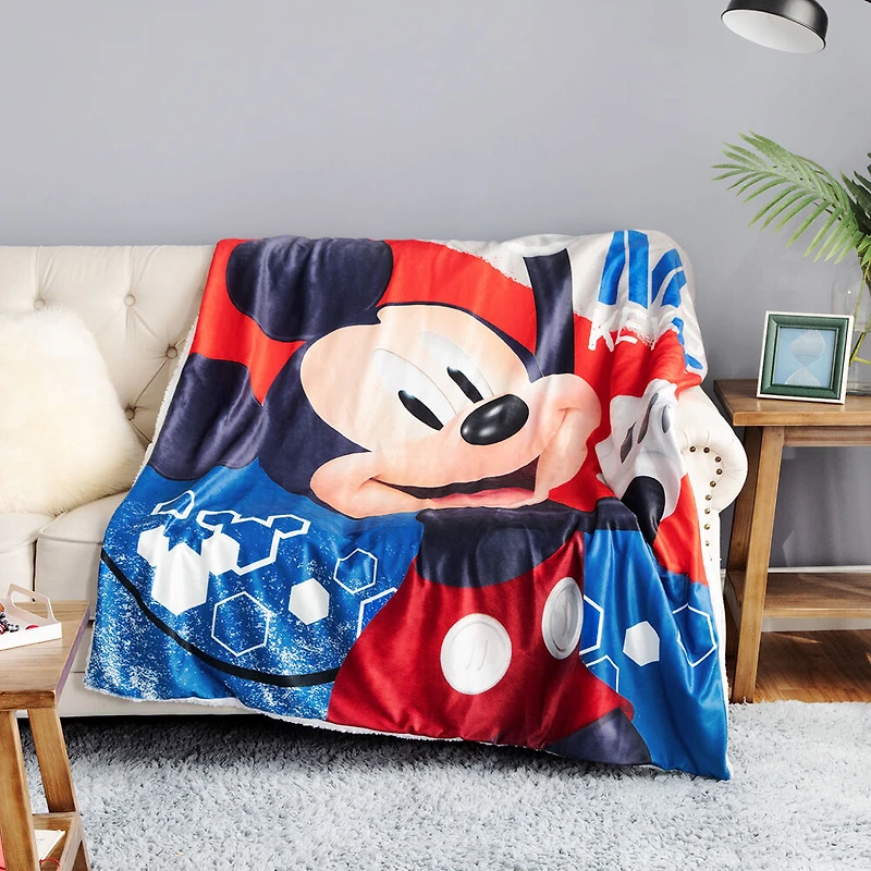 Disney Mickey Mouse Sherpa Throw Blanket, 50 x 60 inches