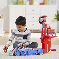 Marvel Spidey and His Amazing Friends Spider Crawl-R 2-in-1 Headquarters Playset, Preschool Toy with 2 Modes, Lights, Sounds, 2 Feet Tall