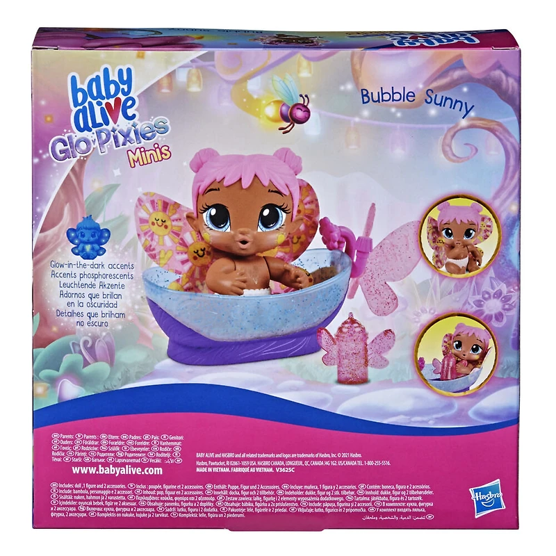 Baby Alive mini-poupée GloPixies Bubble Sunny, poupée de fée phosphorescente