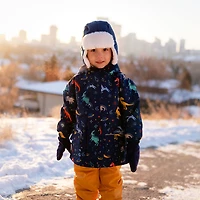 Kids Fleece Lined Rain Jackets | Space Dinos