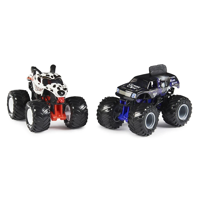 Monster Jam, Monster trucks officiels en métal moulé Monster Mutt Dalmatian Vs. Mohawk Warrior, échelle 1:64