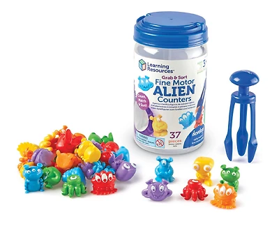 Grab and Sort Fine Motor Alien Counters - English Edition