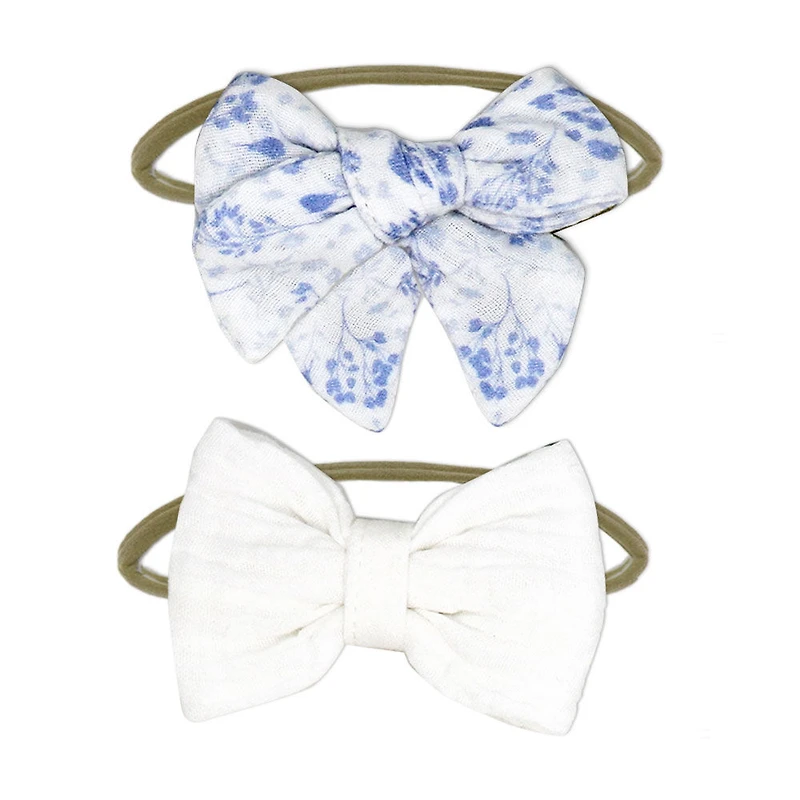 Amor Bebe Lot de 3 bavoirs réversibles en mousseline avec 2 bandeaux : floral blanc